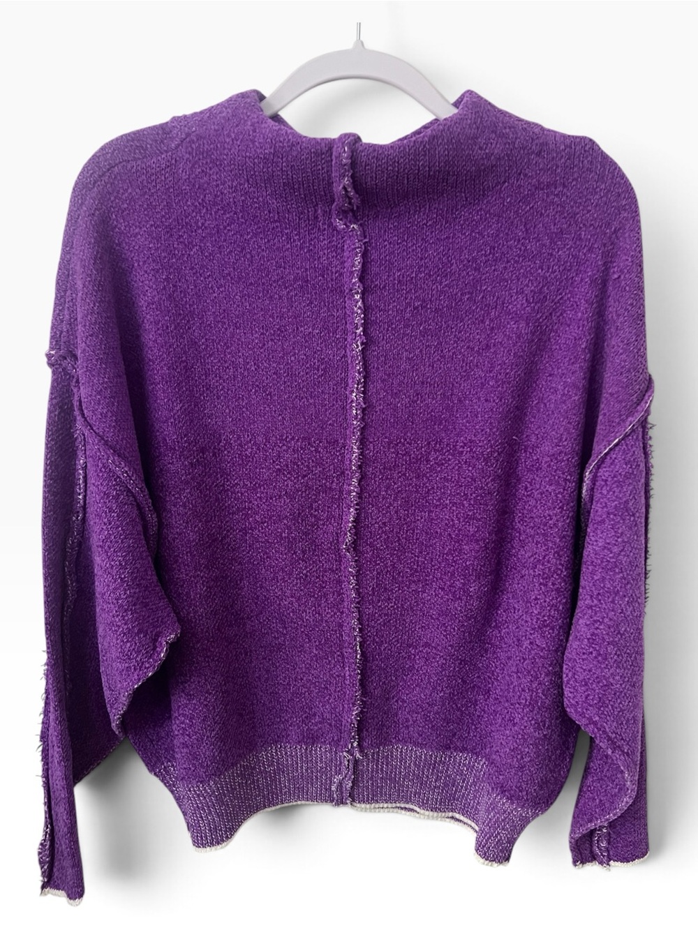 Zenana Purple Exposed Seem Cozy Knit Sweater - Picture 3 of 4